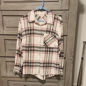Style & Co. Women's Plaid Button Down Shirt - Red, Black, White